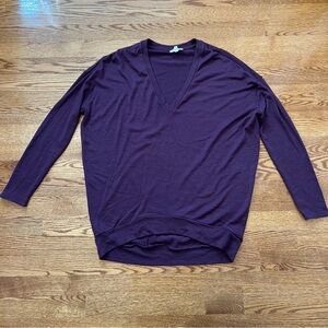 Aritzia Wilfred Free Burgundy V-Neck Longsleeve